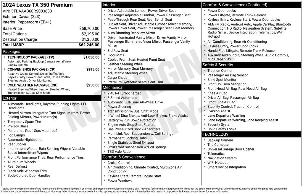 2024 Lexus TX 350 Premium