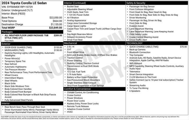 2024 Toyota COROLLA LE