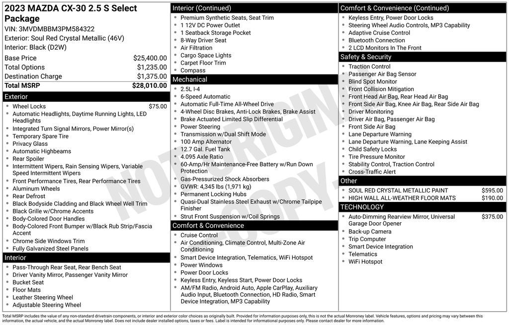 2023 Mazda Mazda CX-30 2.5 S Select Package