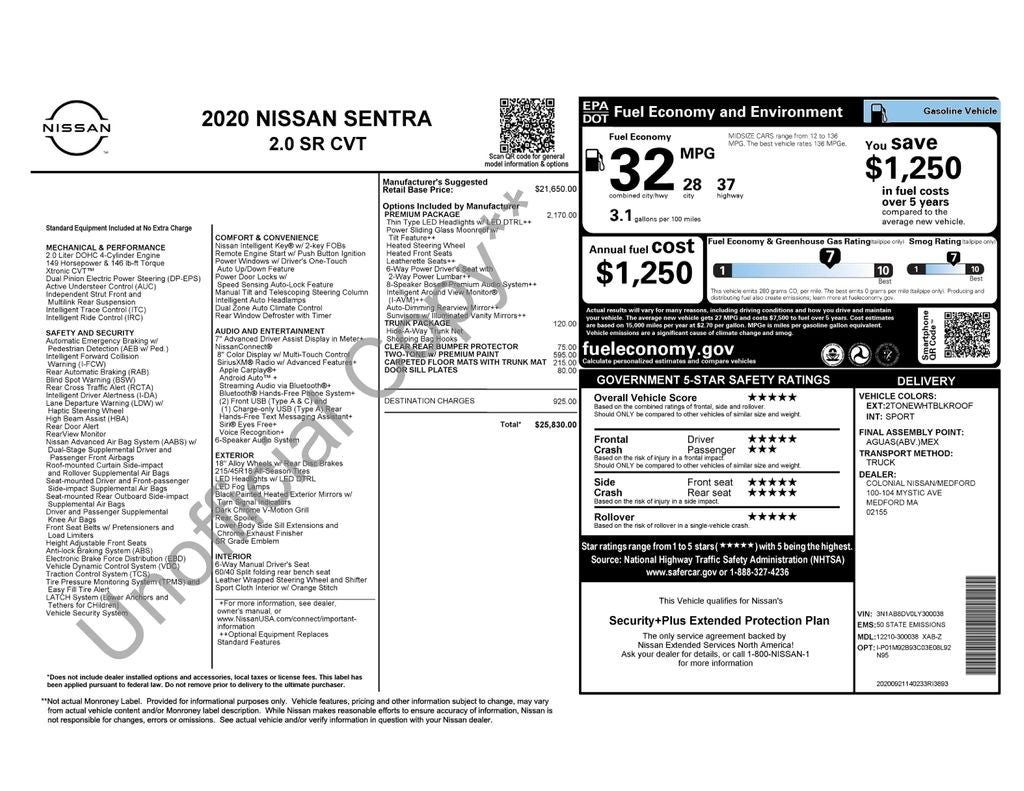 2020 Nissan Sentra SR
