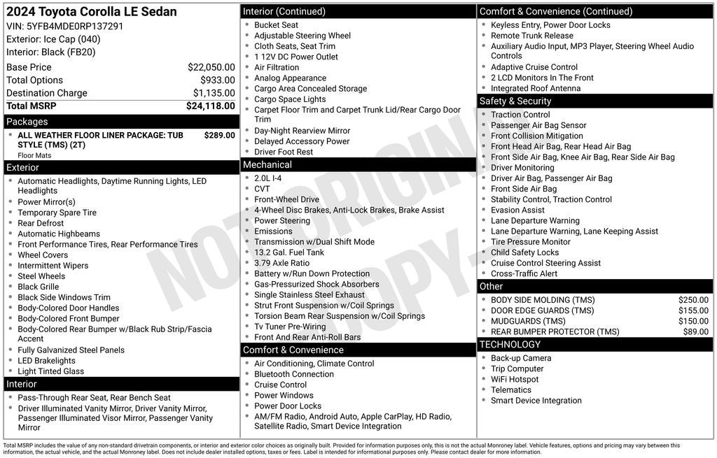 2024 Toyota COROLLA LE