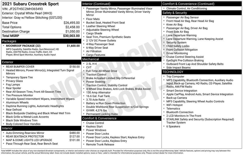 2021 Subaru Crosstrek Sport