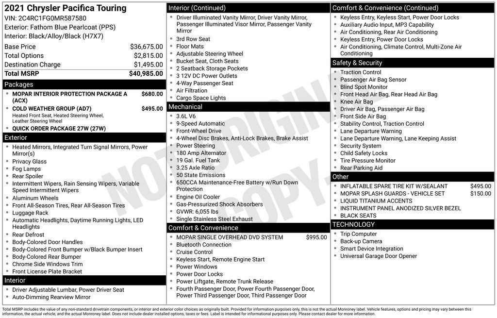 2021 Chrysler Pacifica Touring