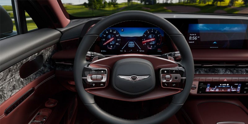 steering of luxury sedan Genesis G80.