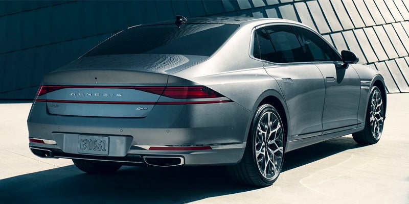 Back view of luxury sedan Genesis G80.